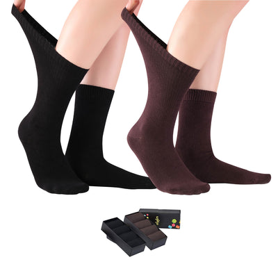 Women's Diabetic Crew Socks Circulator #color_black-brown-8