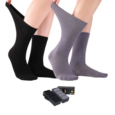 Women's Diabetic Crew Socks Circulator #color_black-grey-8