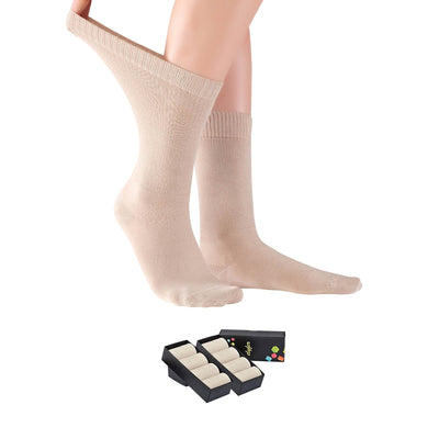 Women's Diabetic Crew Socks Circulator ELYFER Women's Bamboo Diabetic Crew Socks #color_beige-8