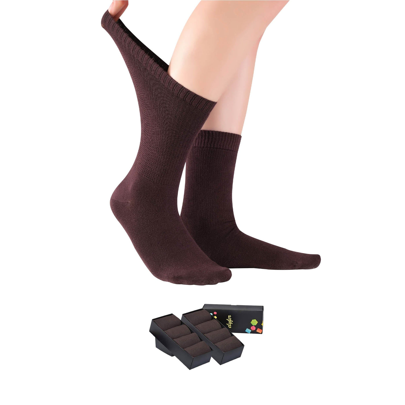 Women's Diabetic Crew Socks Circulator ELYFER Women's Bamboo Diabetic Crew Socks #color_brown-8