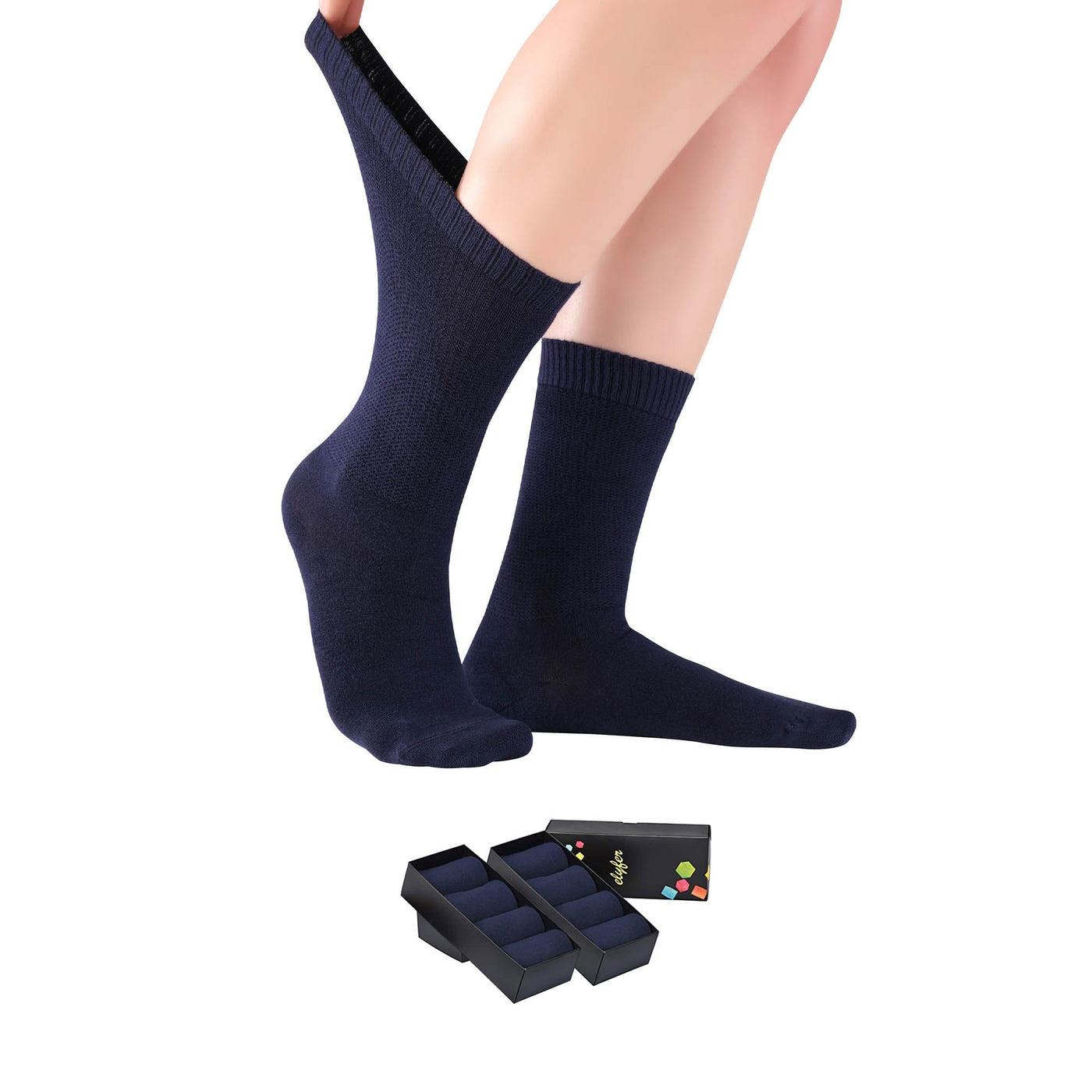 Women's Diabetic Crew Socks Circulator ELYFER Women's Bamboo Diabetic Crew Socks #color_navy-8
