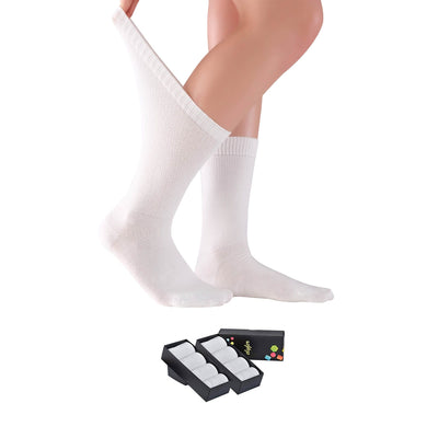 ELYFER Women's Bamboo Diabetic Crew Socks #color_white-8
